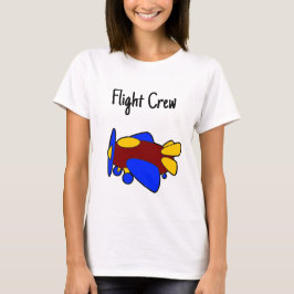 Söt röd gul blå flygplans tecknad film för barn t shirt