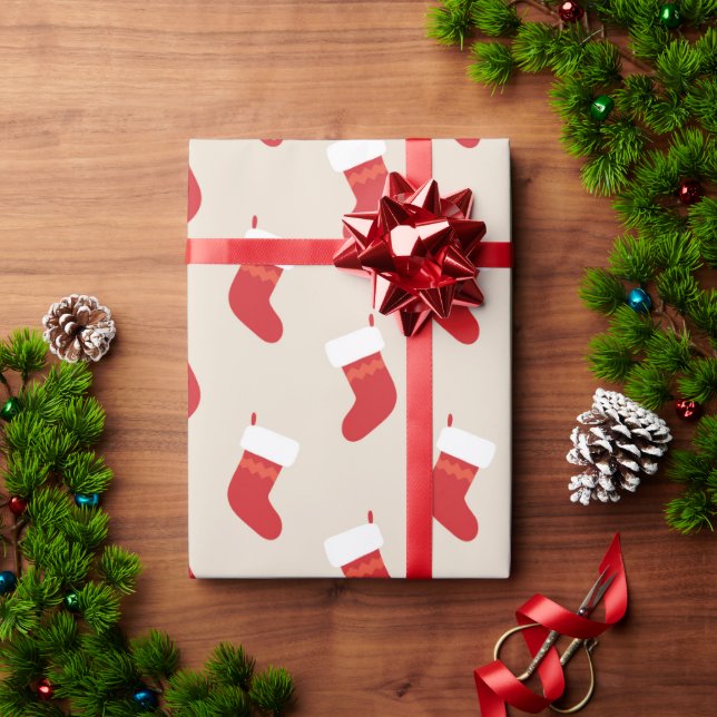 Söt röd julstrumpa presentpapper (Julgåva)
