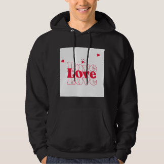 Söt röd kärlekstypografi grafisk design med hjärta hoodie