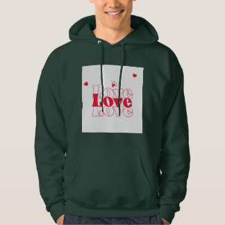 Söt röd kärlekstypografi grafisk design med hjärta hoodie