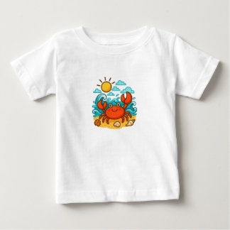Söt röd krabba sommar strand baby t-shirt