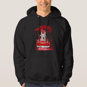 Söt röd lastbil vit tysk shepherd valentinäs dag hoodie
