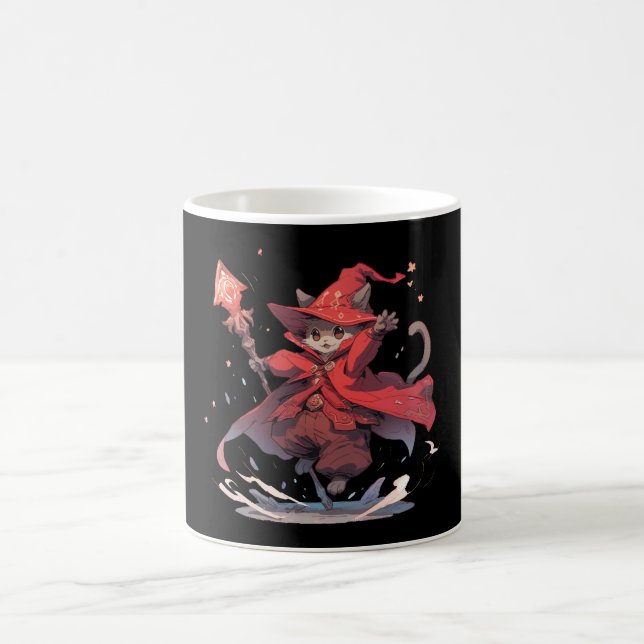 Söt Röd Magiker Katt Hjälte Kaffemugg (Center)