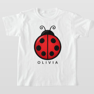 Söt röd nyckelpiga med anpassat namn grafisk konst t shirt