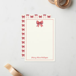 Söt röd och krämfärgad ginghamsnutt anteckningskort