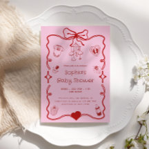 Söt röd och rosa babyfest för flickor eller pojkar