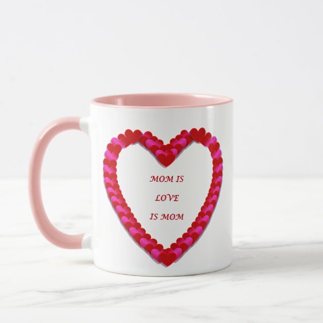 Söt röd och rosa mormorsdagsmugg mugg (Vänster)
