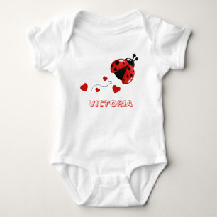 Söt röd och svart nyckelpiga-helkroppstroj t shirt