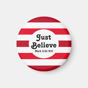 Söt röd och vit Believe Festive jul Magnet