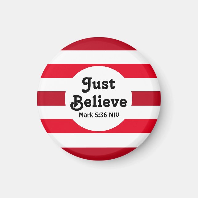 Söt röd och vit Believe Festive jul  Magnet (Framsidan)