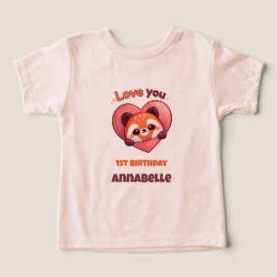 Söt Röd Panda - 1-års födelsedagsflicka T Shirt