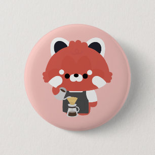 Söt Röd Panda Barista Knapp