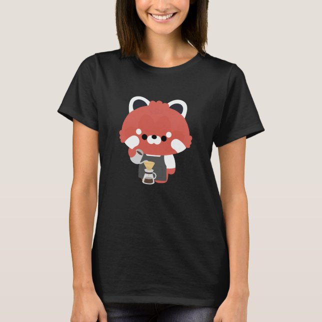 Söt Röd Panda Barista T Shirt (Framsida)