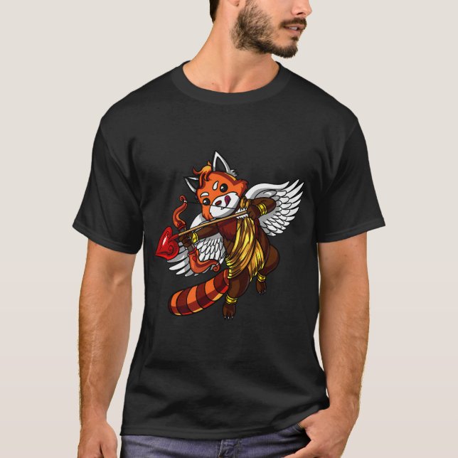 Söt röd panda björn Cupid T Shirt (Framsida)
