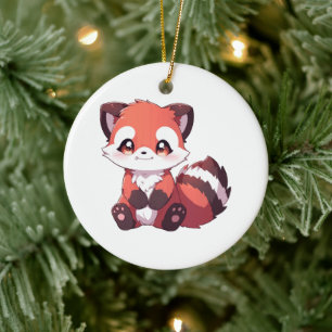  söt röd panda julgransprydnad keramik