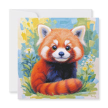 Söt röd panda-kort.