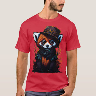 Söt röd panda med hatt 3 t shirt
