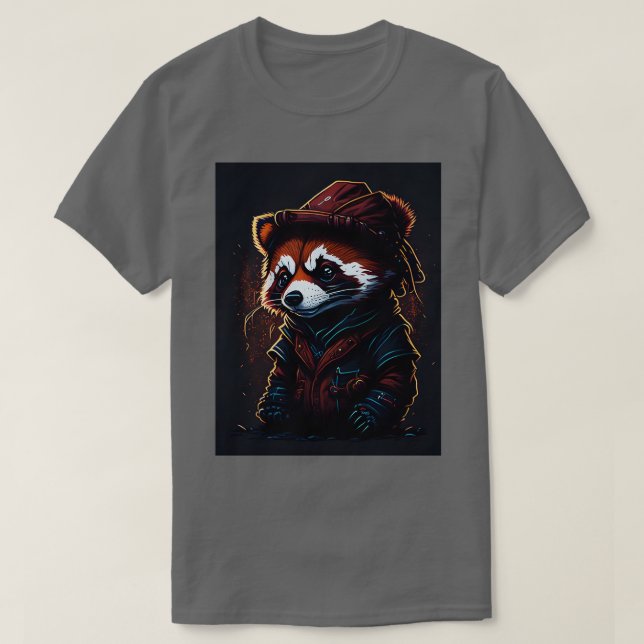 Söt röd panda med kläder t shirt (Design framsida)