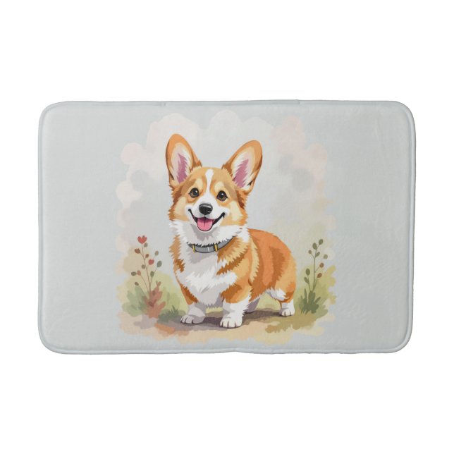 Söt röd Pembroke Welsh Corgi hund Badrumsmatta (Framsidan)
