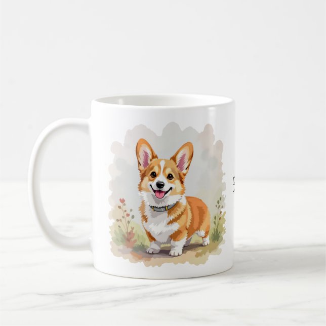 Söt röd Pembroke Welsh Corgi hund Kaffemugg (Vänster)