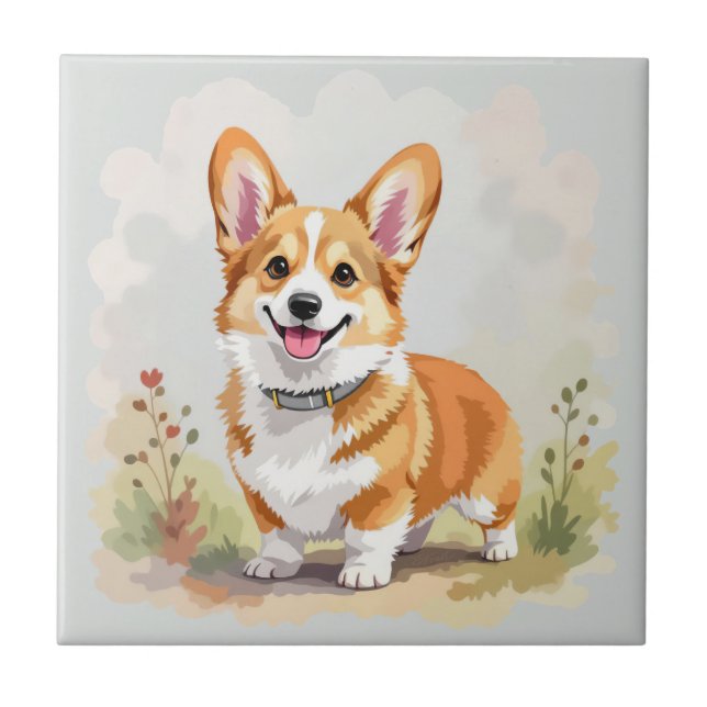 Söt röd Pembroke Welsh Corgi hund Kakelplatta (Framsidan)