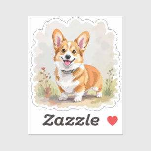 Söt röd Pembroke Welsh Corgi hund Klistermärken