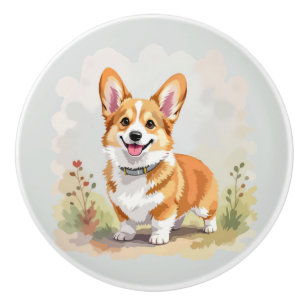 Söt röd Pembroke Welsh Corgi hund Knopp