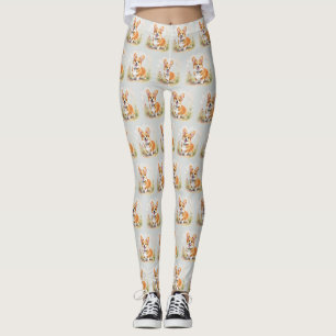 Söt röd Pembroke Welsh Corgi Hund Leggings