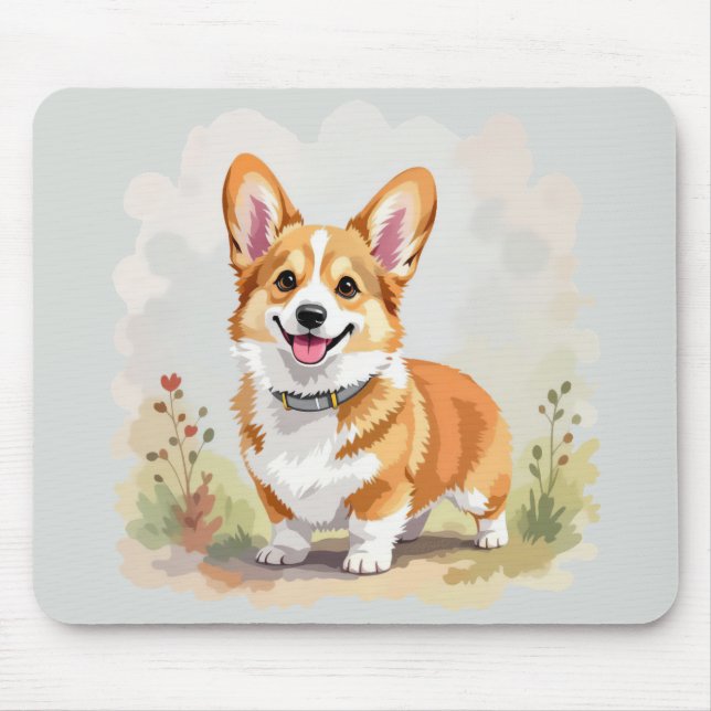 Söt röd Pembroke Welsh Corgi hund Musmatta (Framsidan)