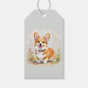Söt röd Pembroke Welsh Corgi hund Presentetikett
