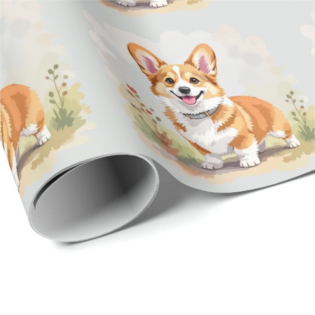 Söt röd Pembroke Welsh Corgi Hund Presentpapper (Rullad Hörn)