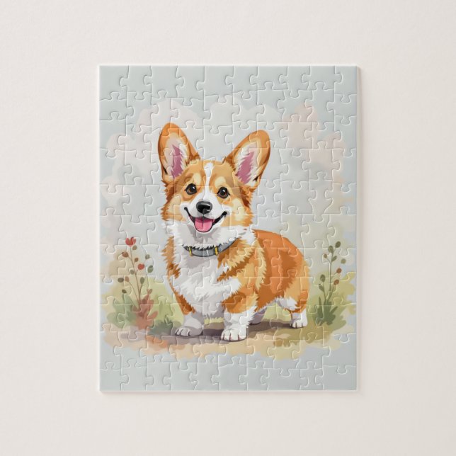 Söt röd Pembroke Welsh Corgi hund Pussel (Vertikal)