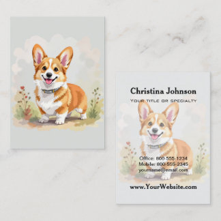 Söt röd Pembroke Welsh Corgi hund Visitkort
