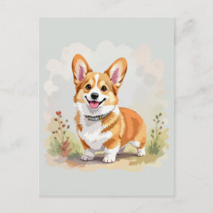 Söt röd Pembroke Welsh Corgi hund Vykort