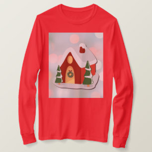 Söt röd pepparkakshus julhelg t shirt