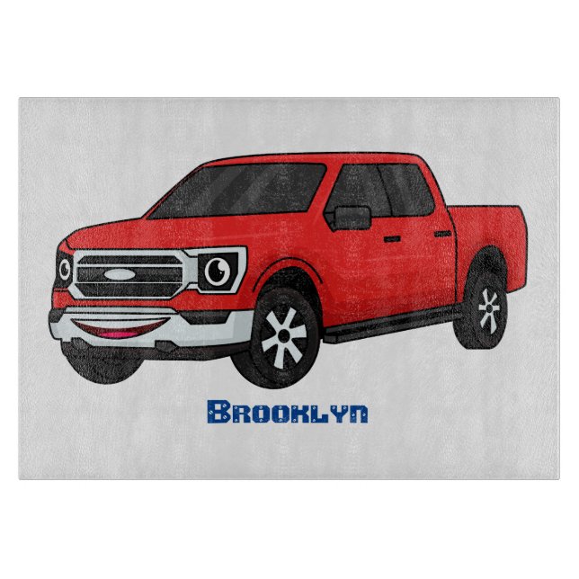Söt röd pickup-lastbil serieillustration (Framsidan)
