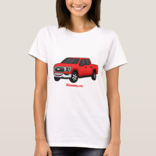 Söt röd pickup-lastbil serieillustration t shirt