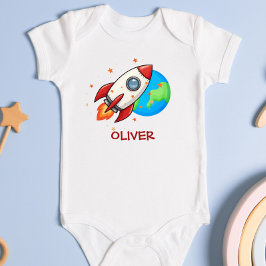 Söt röd raket i rymden t shirt