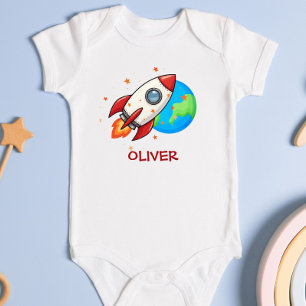 Söt röd raket i rymden t shirt