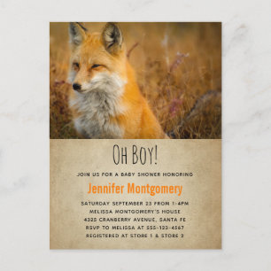 Söt röd räv vildmarks natur foto baby shower inbjudan vykort