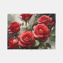 Söt röd ros vattenfärgsfärgning fleecefilt