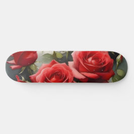 Söt röd ros vattenfärgsfärgning mini skateboard bräda 18,5 cm