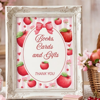 Söt Röd Rosa Äpple Kokett Blomma Bebis Baby Shower Poster