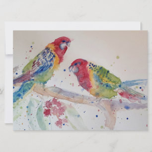 Söt röd Rosella-papegoja Fågel Akvarell Konst