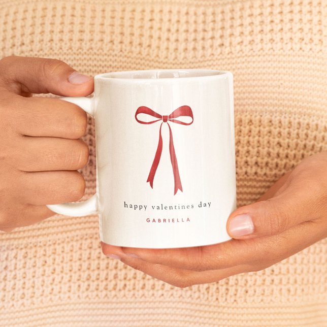 Söt röd rosett Glad Alla Hjärtans Dag Kaffemugg (Skapare uppladdad)