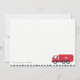 Söt röd sopbil barn födelsedag alla åldrar anteckningskort