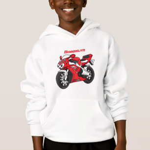 Söt röd sportmotorcykel tecknad serie t shirt