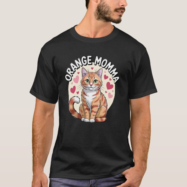Söt röd tabbymorkatt orange mamma t shirt (Framsida)