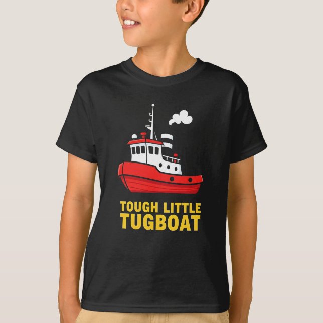 Söt Röd "Tuffa Lilla Bogserbåten" T Shirt (Framsida)