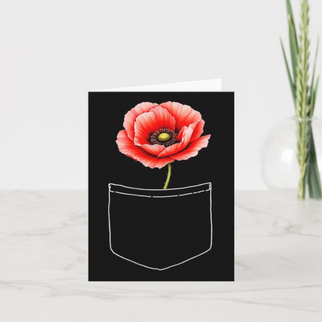 Söt röd vallmo blomma i fickan minnesdag USA M Kort (Framsida)